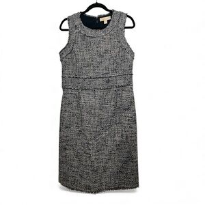 Michael Michael Kors Navy Bouclé Tweed Sleeveless Sheath Dress Size 10